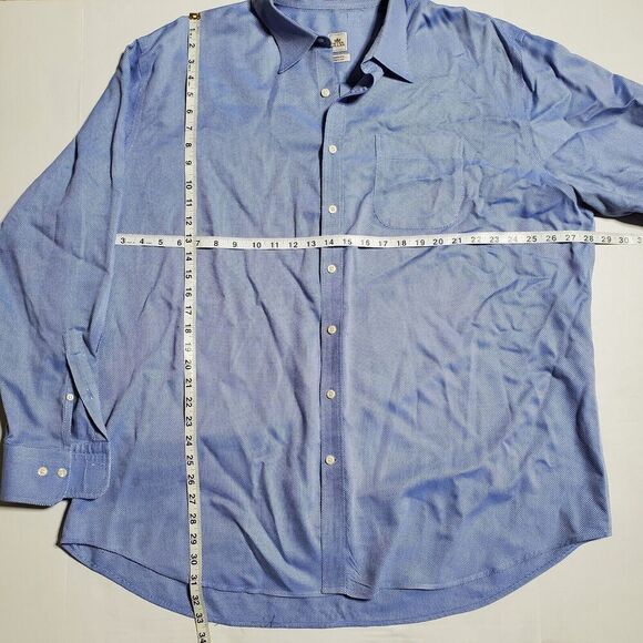Peter Millar Nanoluxe Twill Shirt Size 2XL Button Up Long Sleeve Blue Mens - Picture 5 of 10